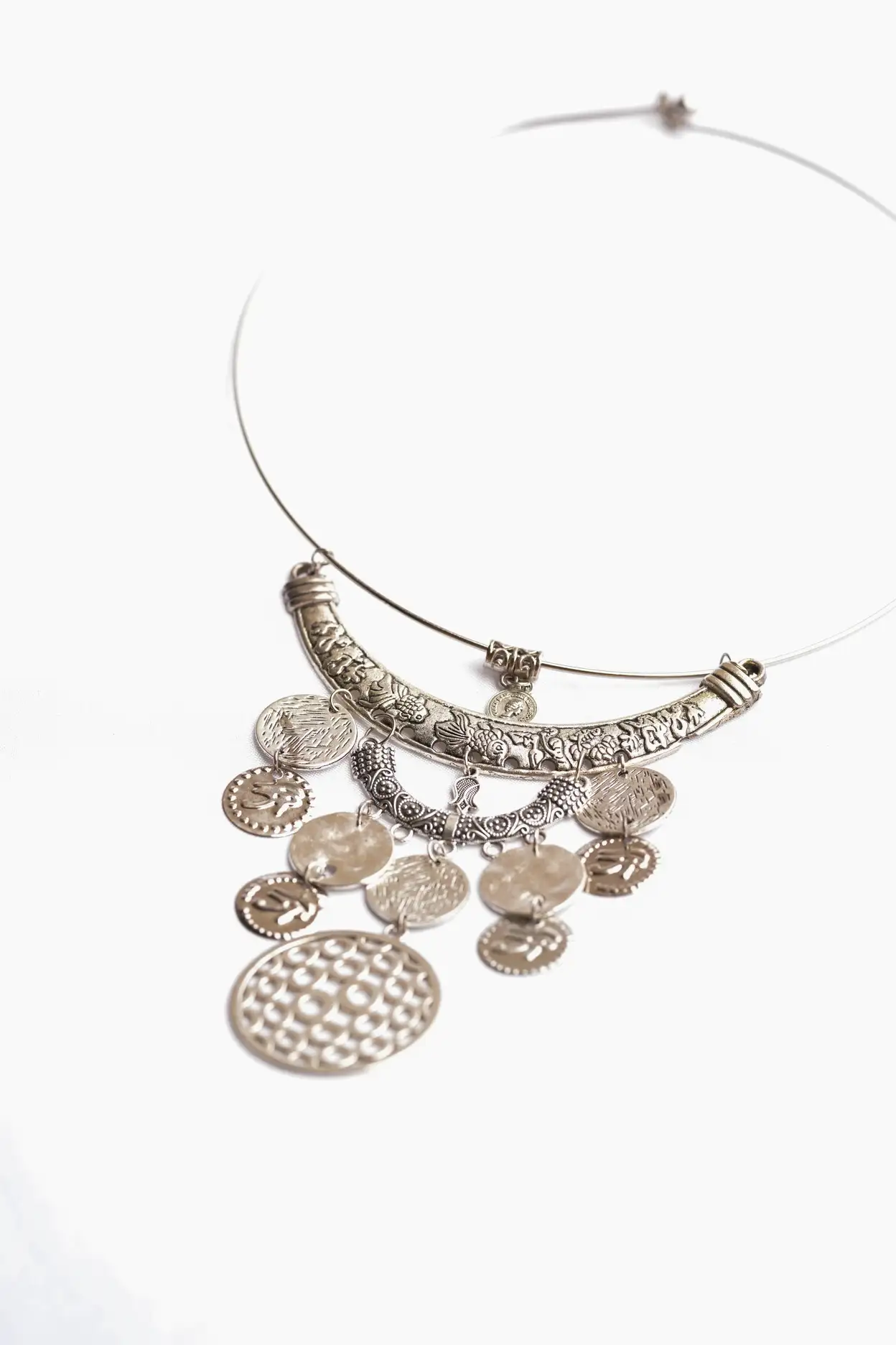 handcrafted egyptian kirdan inspired silver plated necklace