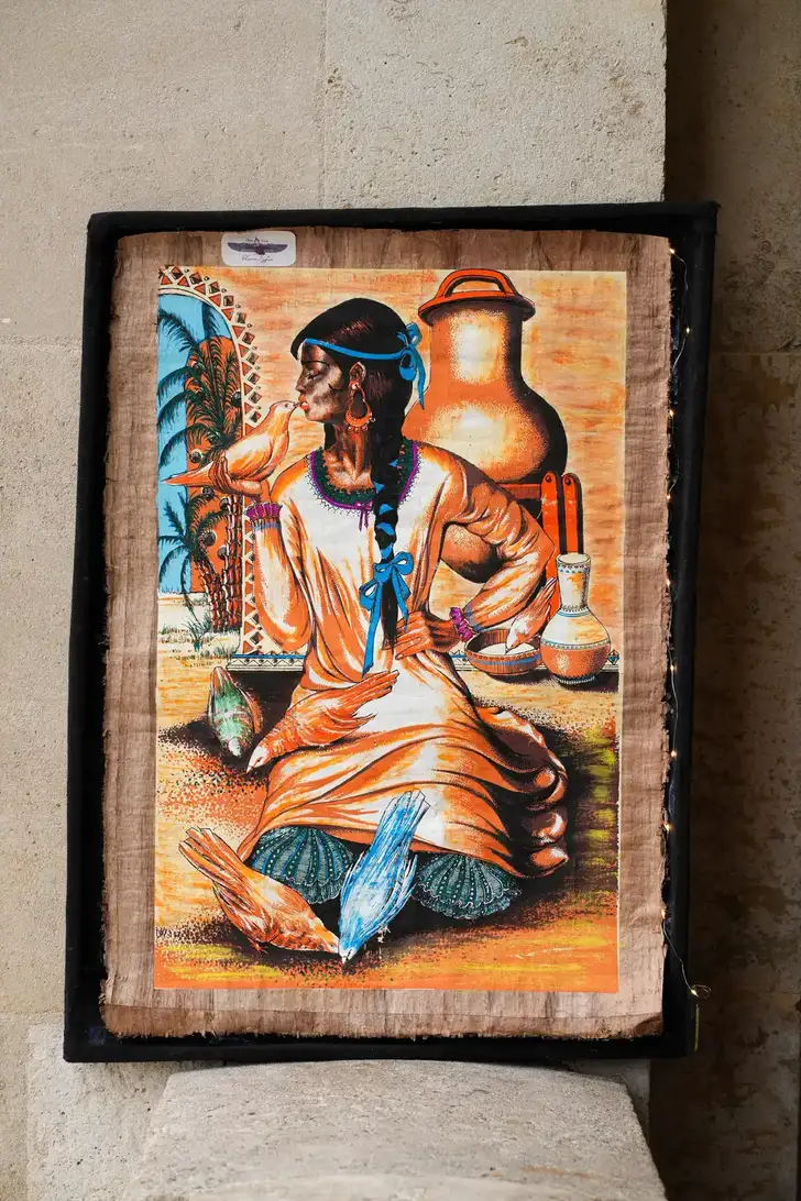 nubian girl papyrus artwork