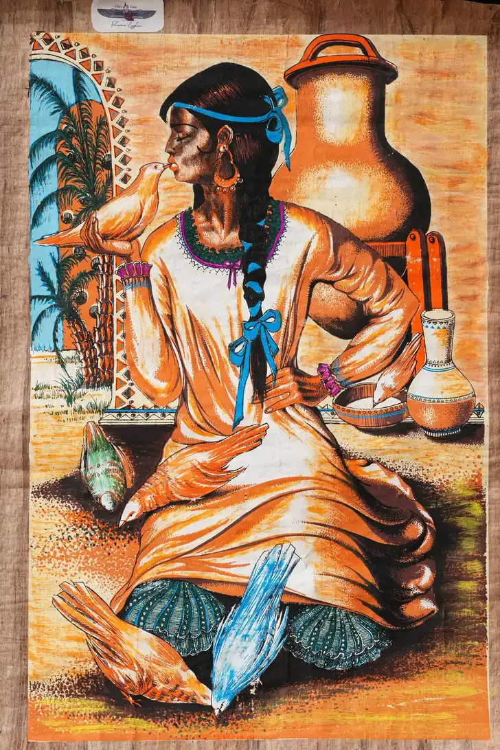 nubian girl papyrus artwork