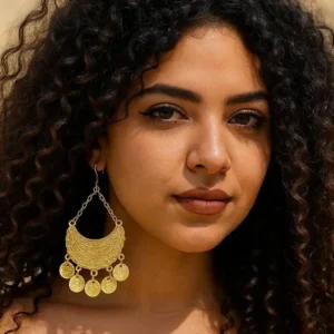 traditional egyptian lathe style stainless steel earrings