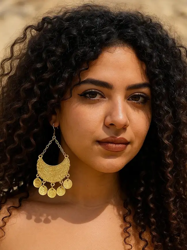 traditional egyptian lathe style stainless steel earrings