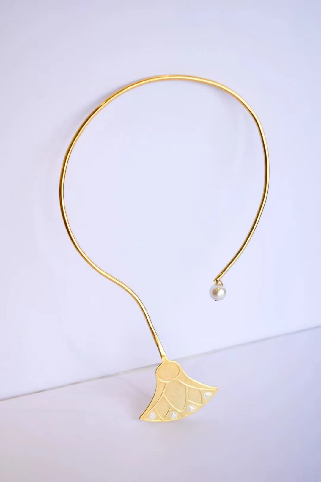 The Golden Lotus Choker with Pearl & Inlay Accent - Image 5