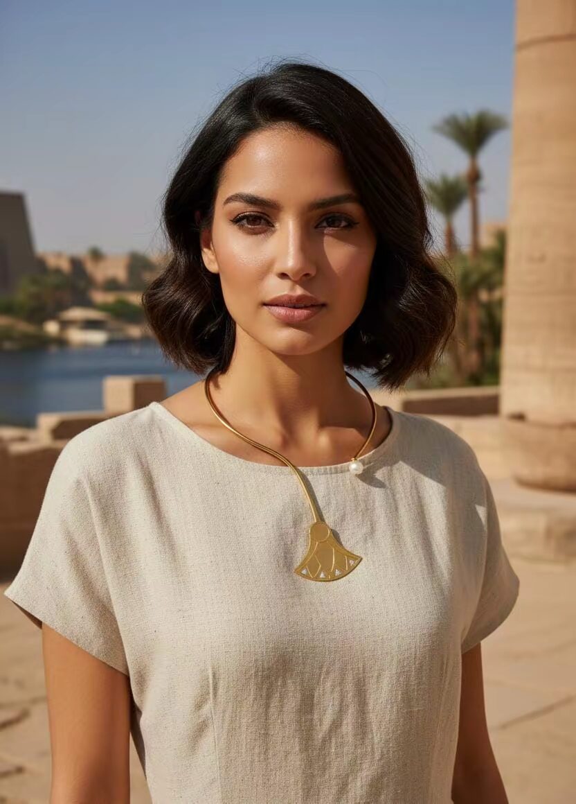 The Golden Lotus Choker with Pearl & Inlay Accent - Image 3
