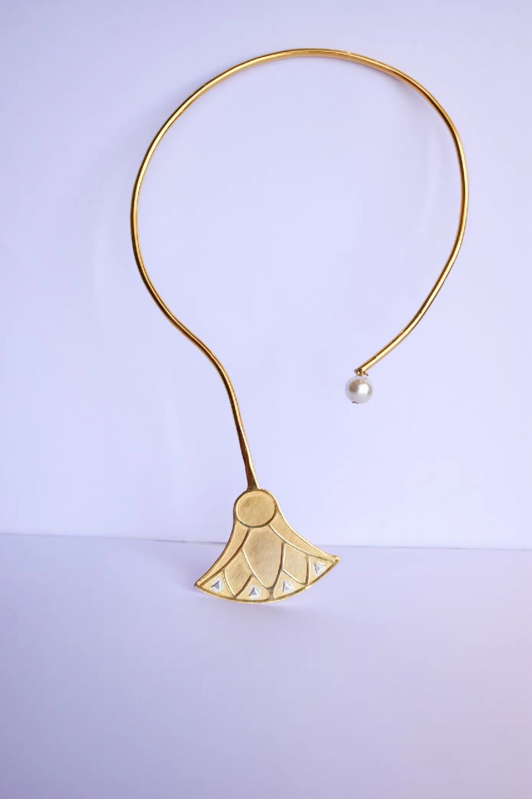 The Golden Lotus Choker with Pearl & Inlay Accent - Image 2